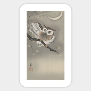 Moon and Owl by Koson Ohara Sticker